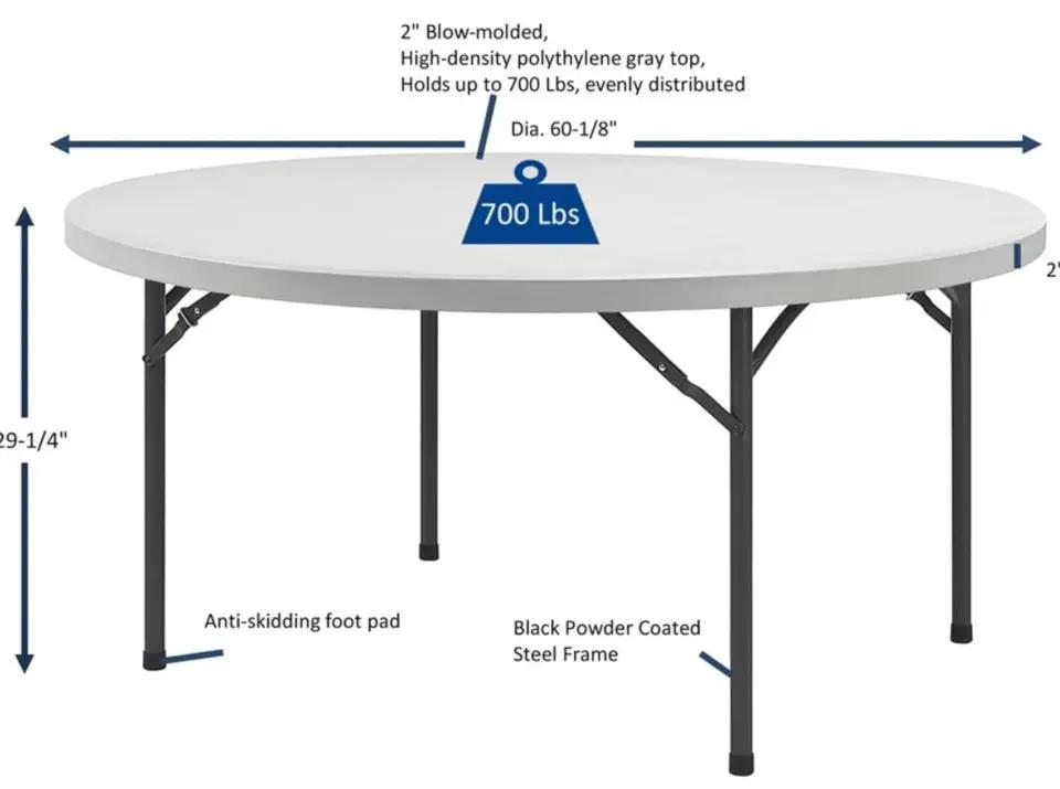 Open Box Lorell Banquet Table, 60 by 60 by 29-1/2-Inch, Platinum by Selzalot