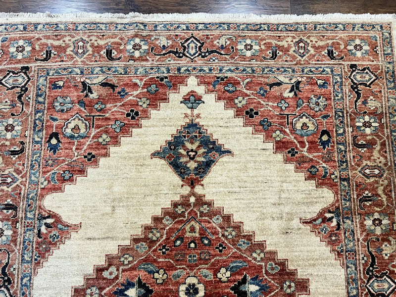 Peshawar Rug 5x7, Wool Hand Knotted Handmade Vintage Carpet, Serapi Design, Pakistani Rug 5 x 7 ft, Medium Sized, Geometric Rug by Jewel Rugs