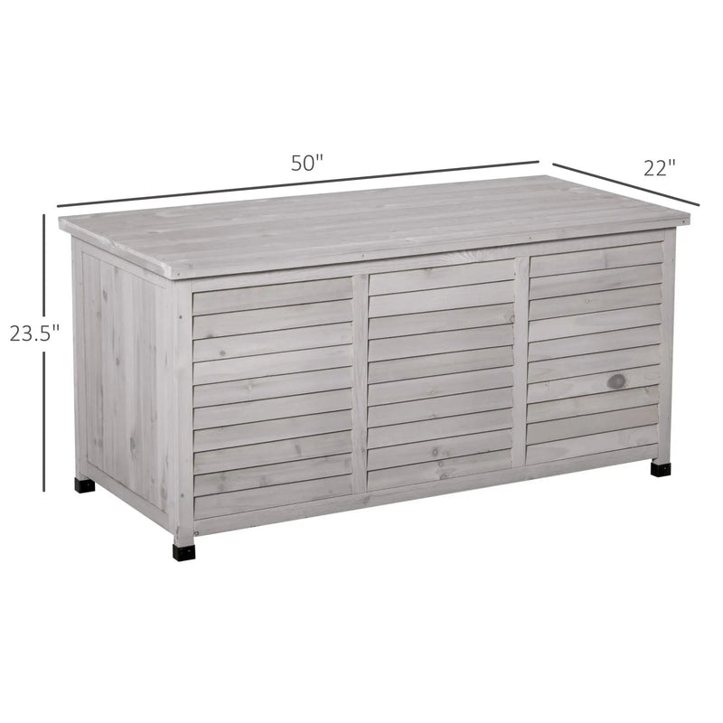 Outsunny - 75 Gallon Wooden Deck Box, Outdoor Storage Container With Aerating Gap & Weather-Fighting Finish - Gray by HouseOfZazla