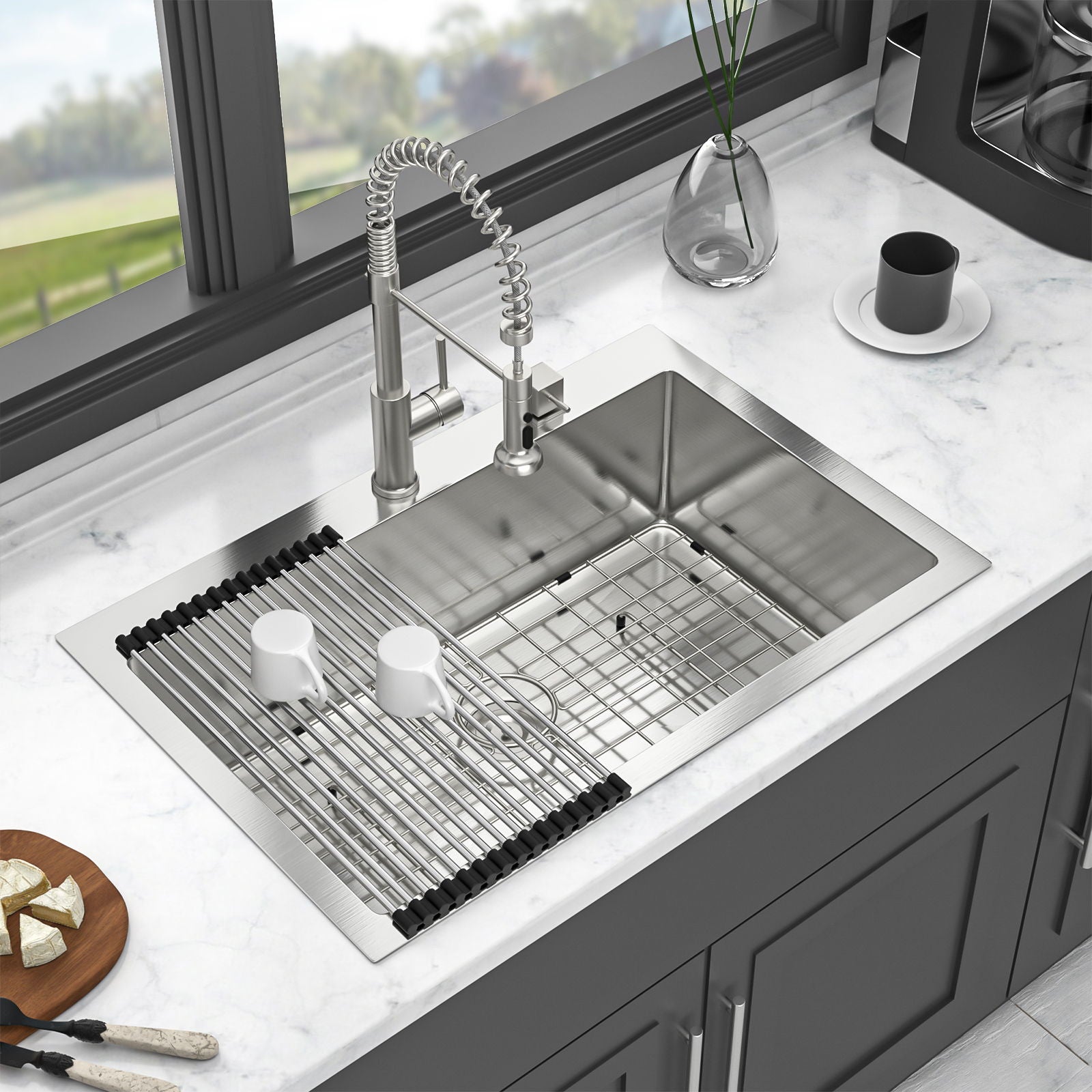 Kitchen Sink Drop In, Stainless Steel Single Bowl, Topmount by HouseOfZazla