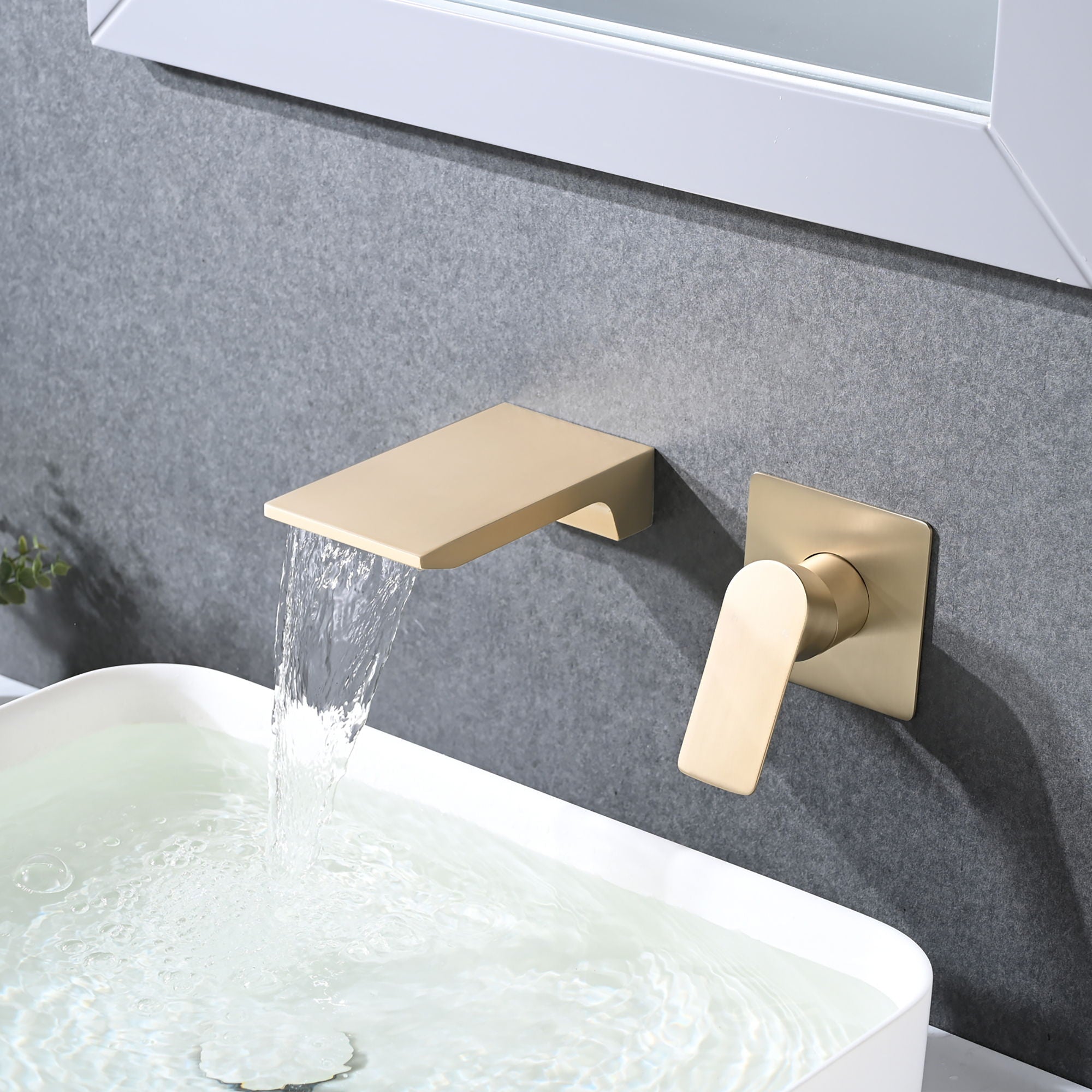 Modern Wall Mount Bathroom Sink Faucet With Waterfall Spout by HouseOfZazla