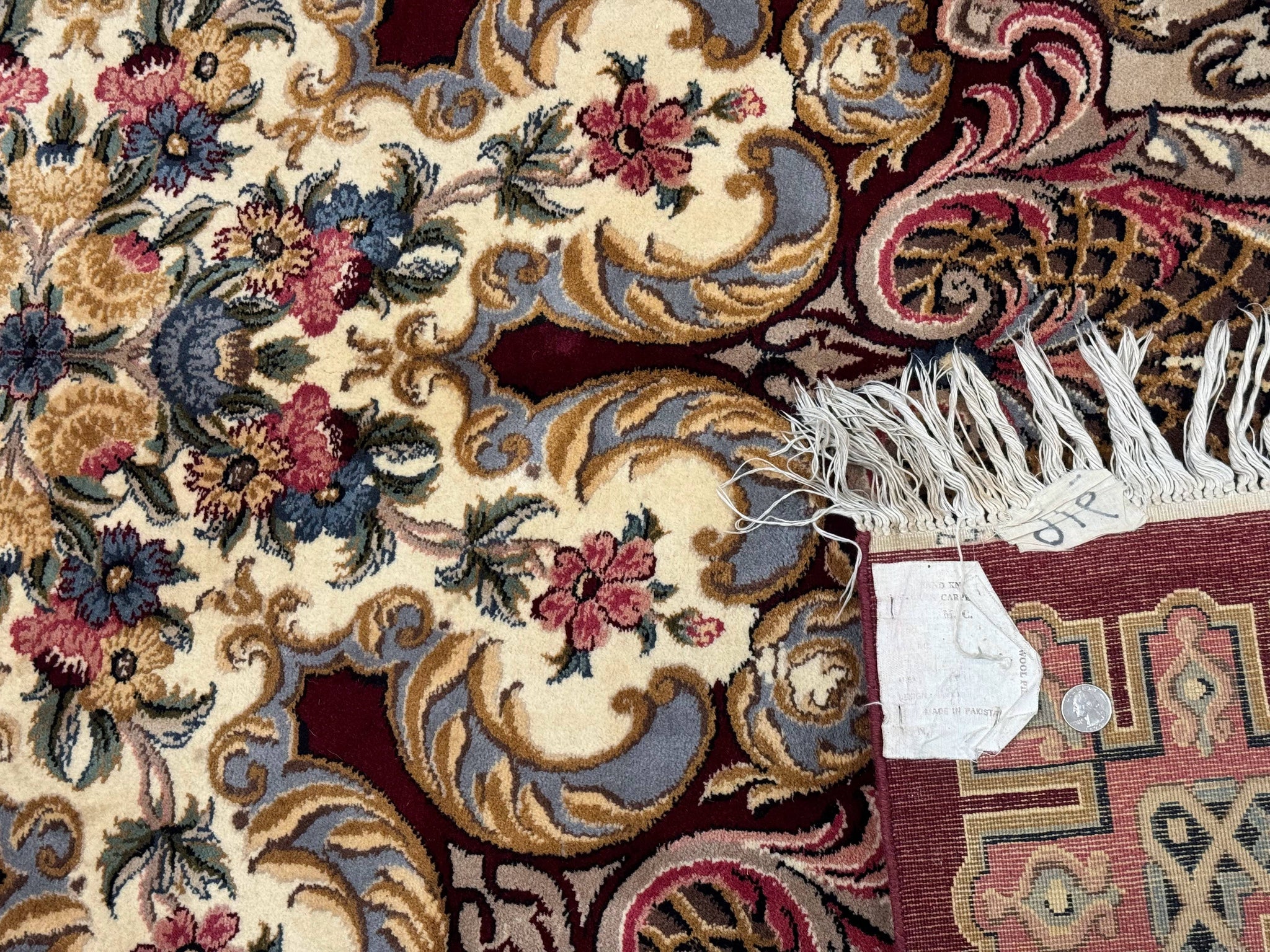 Wonderful Aubusson Rug 10x14, Red Maroon, Elegant, Fine 200 KPSI by Jewel Rugs
