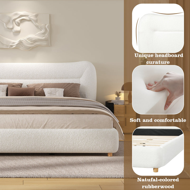 Minimalist Curved Headboard Teddy Bear Plush Bed - King by HouseOfZazla