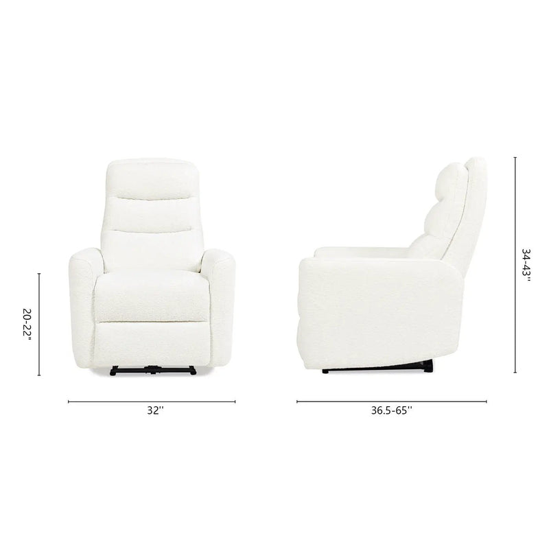 Bloomy - High Back Power Recliner Motion Chair - Chiffon White by HouseOfZazla