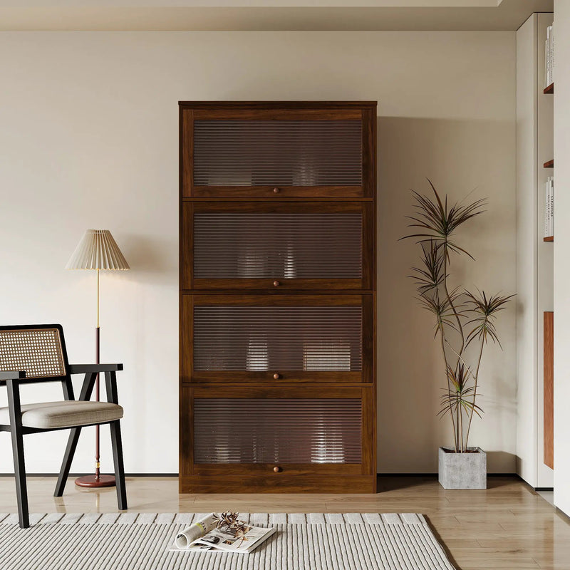 Bookcase Contemporary Closed Back Glass Doors Office Storage Cabinet by HouseOfZazla