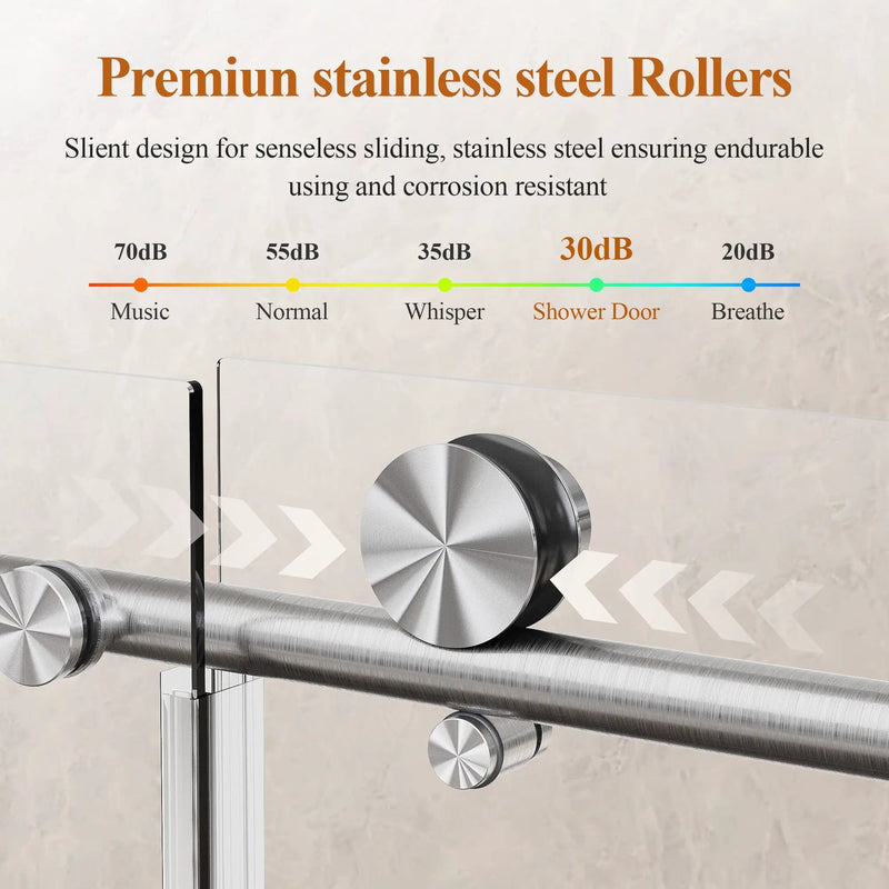 Frameless Sliding Shower Door in Brushed Nickel by HouseOfZazla