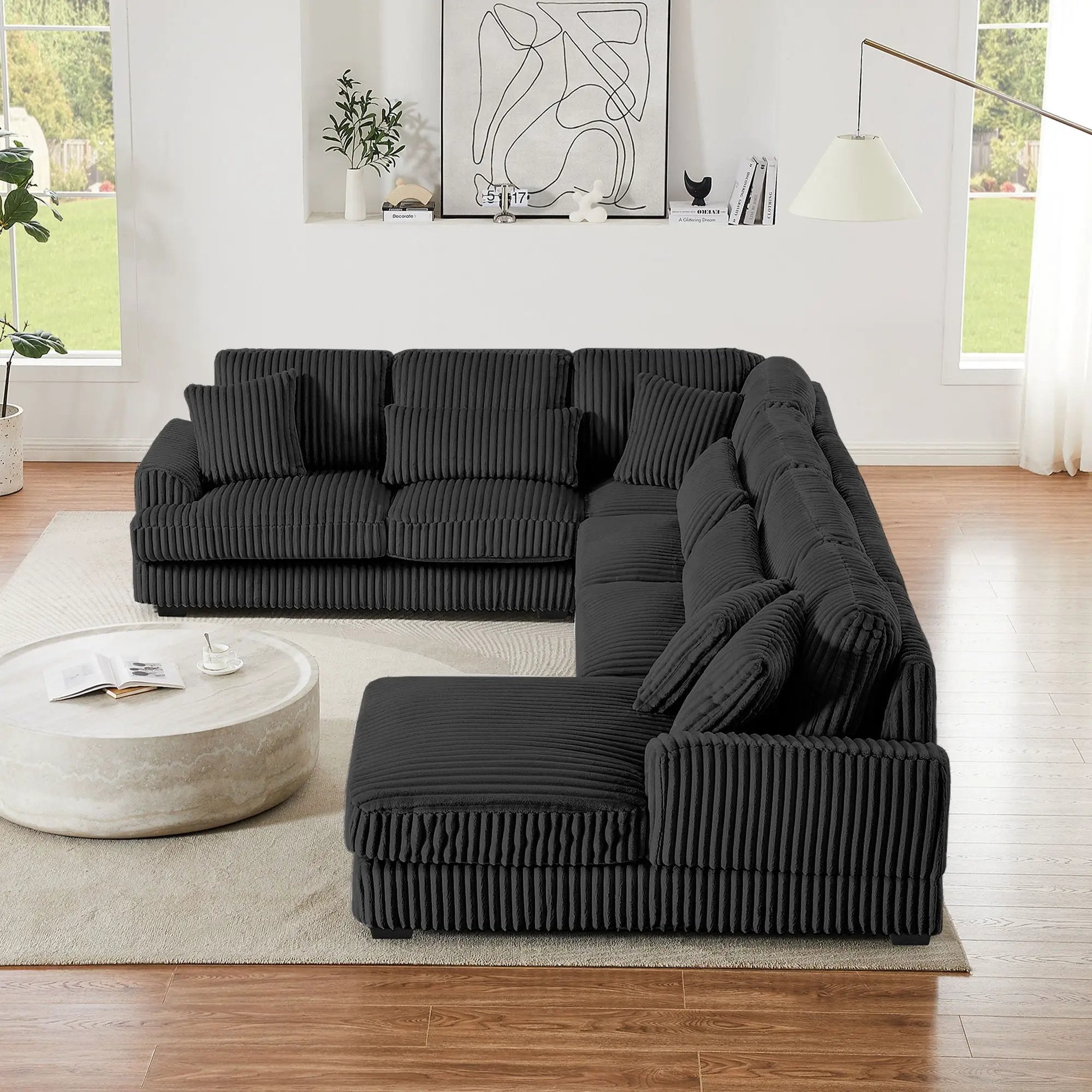 Oversized Sectional Sofa U - Shaped Sofa Couch Modern Sofa Upholstered In Soft With A Chaise Lounge For Living Room by HouseOfZazla
