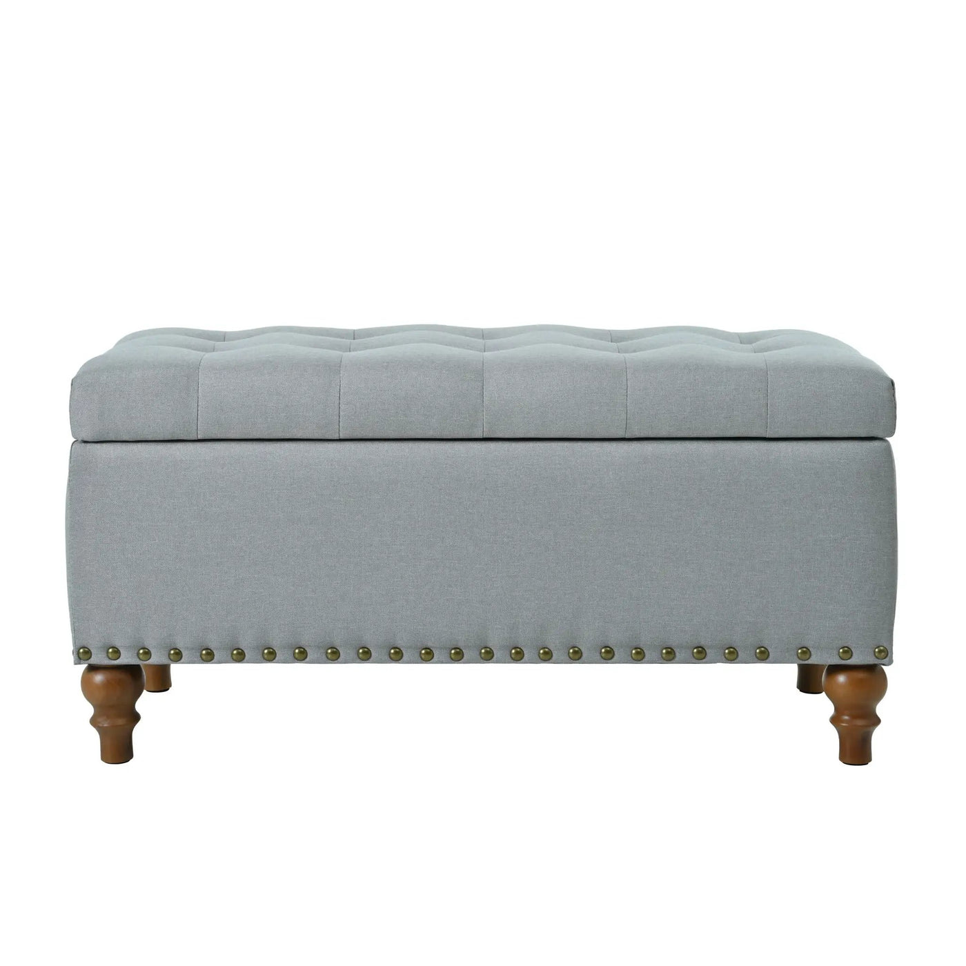 Upholstered Ottoman With Storage And Rivet Trim by HouseOfZazla