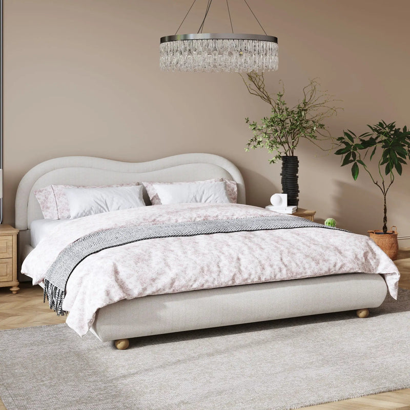 Upholstered Platform Bed Frame With Curved Headboard by HouseOfZazla