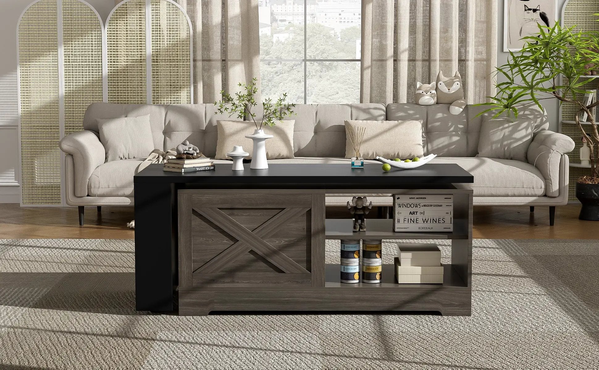 Farmhouse Lift Top Coffee Table With Barn Doors by HouseOfZazla