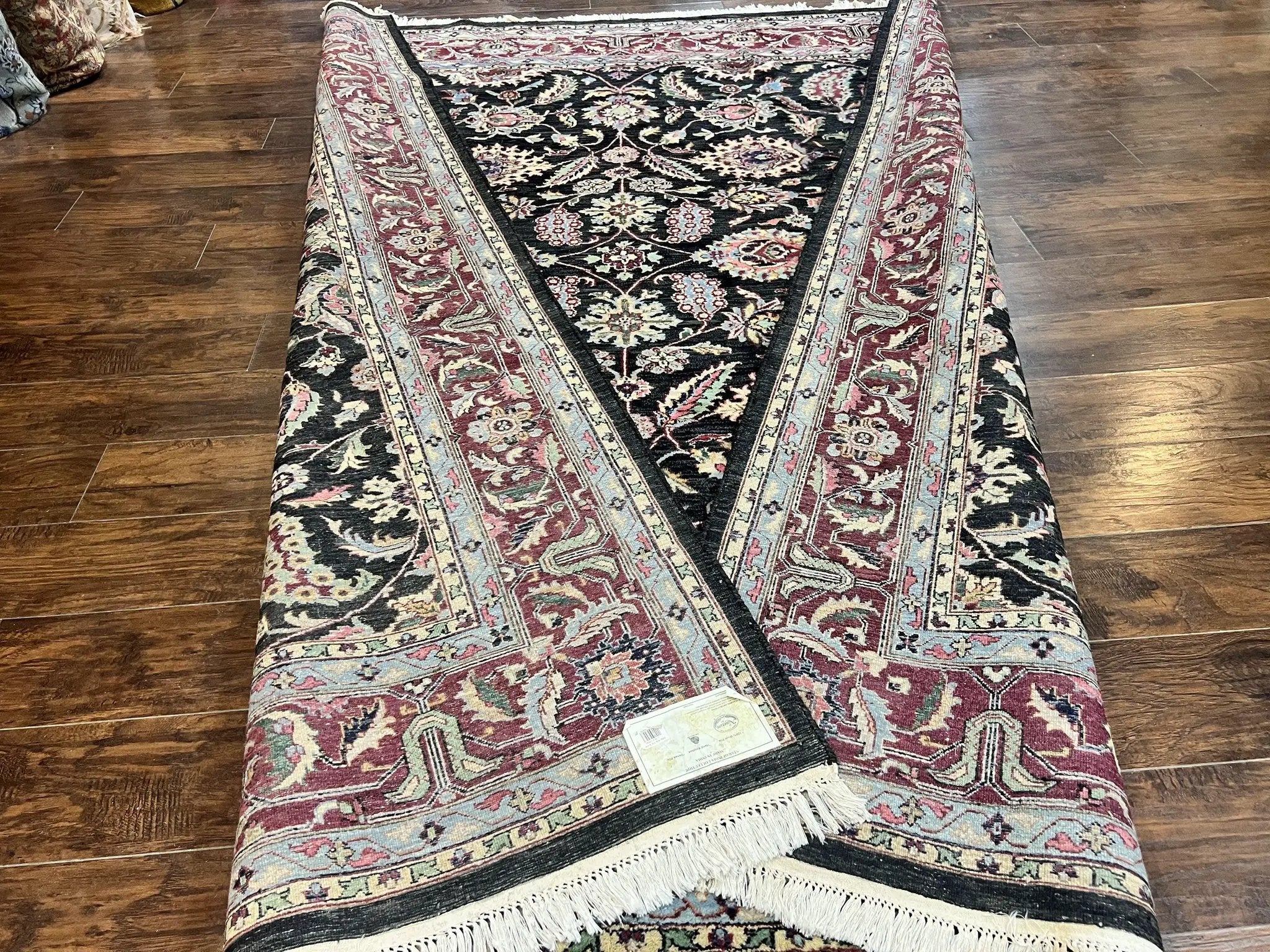 Indo Persian Rug 8x10, Nourison Carpet, Floral, Hand Knotted Vintage Wool Rug by Jewel Rugs