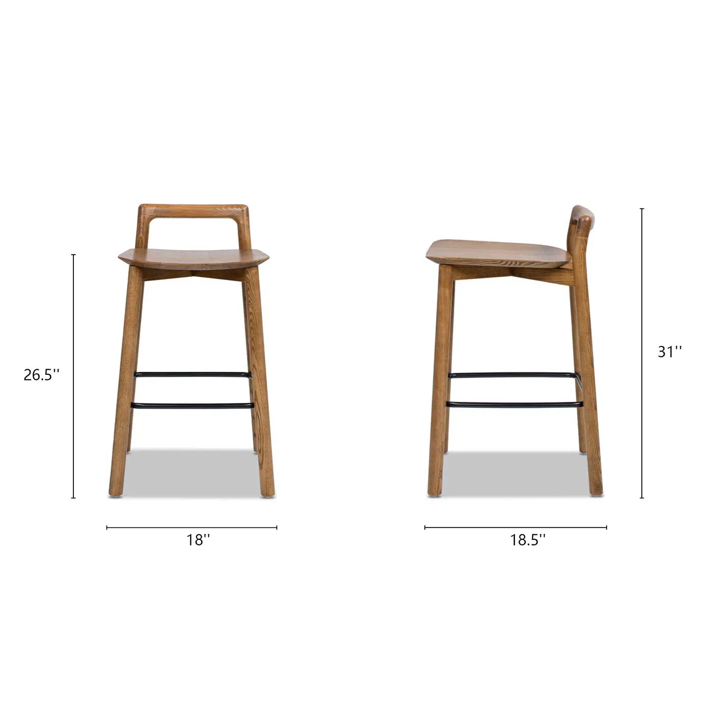Sven - Modern Minimalist Low Back Counter Stool - Dark Brown Walnut by HouseOfZazla