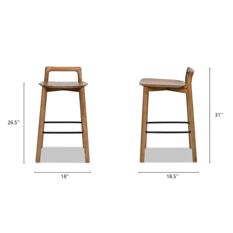 Sven - Modern Minimalist Low Back Counter Stool - Dark Brown Walnut by HouseOfZazla