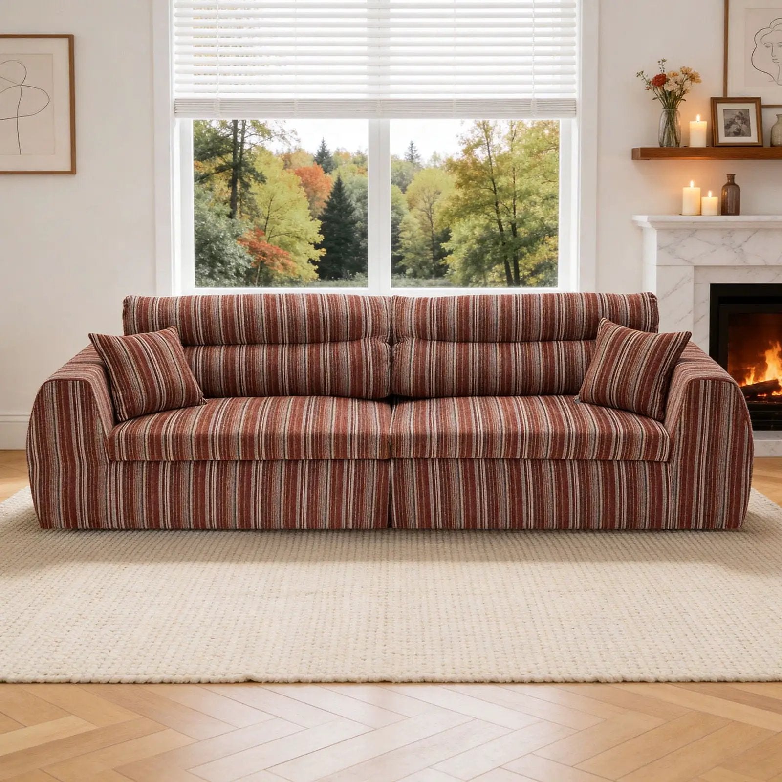 3 Seater, Couch With Throw Pillows For Living Room by Unique Piece Furniture