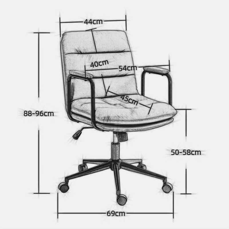 Office Chair, Mid Back Home Office Desk Task Chair With Wheels And Arms Ergonomic Computer Rolling Swivel Chair With Padded Armrest by Unique Piece Furniture