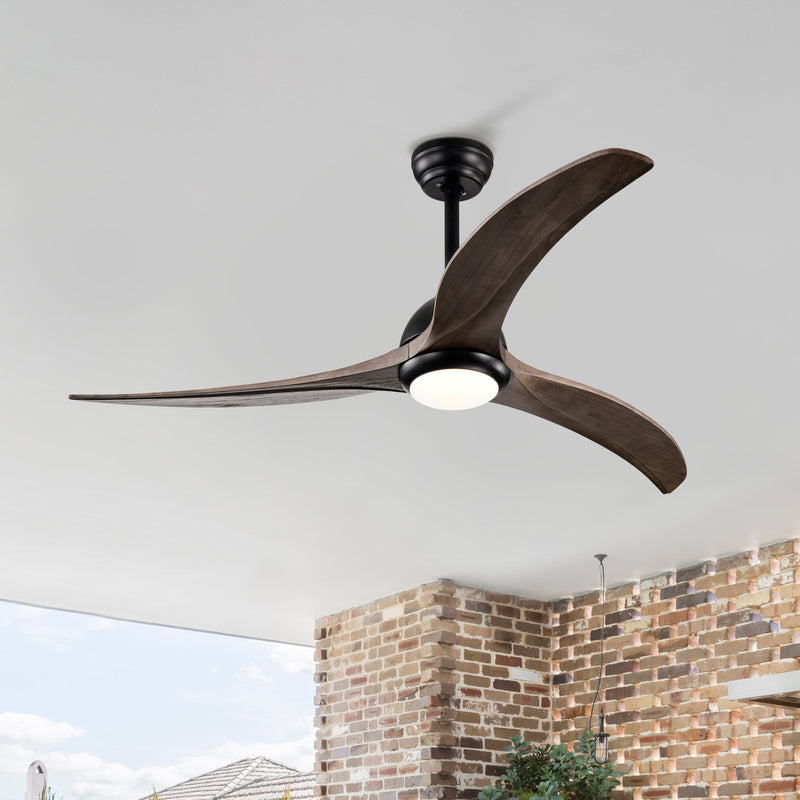 52" Solid Wood Blades Ceiling Fan with Light and Remote Control by HouseOfZazla