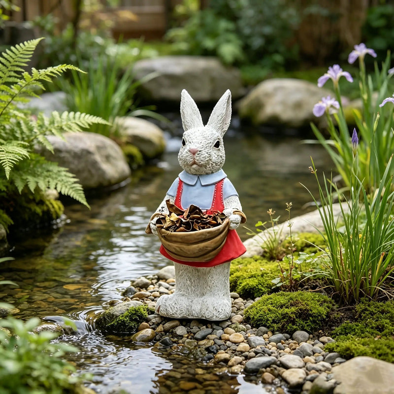Charming Hand-Painted Rabbit Garden Statue by HouseOfZazla