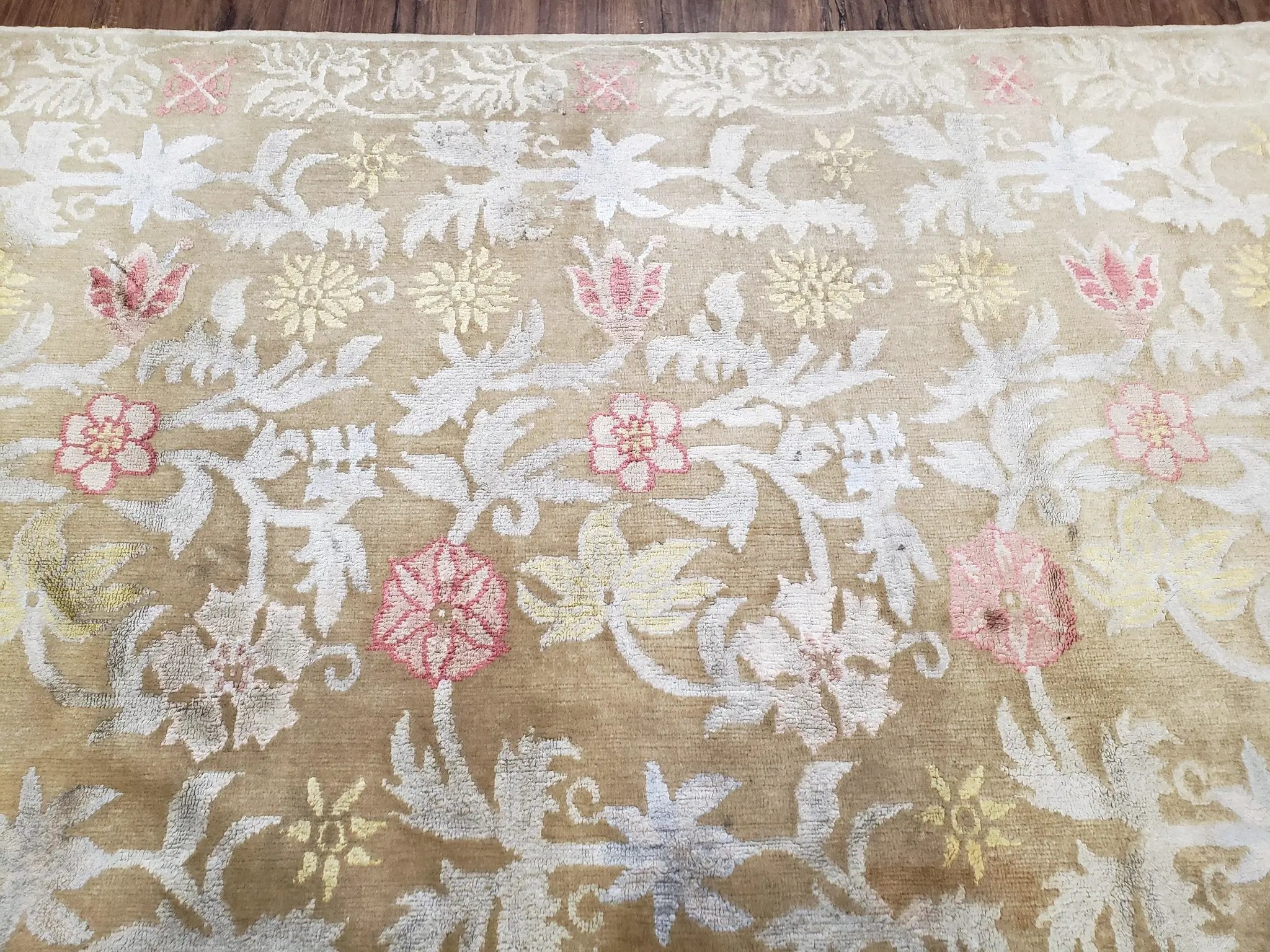 Modern Tibetan Rug 6x9, Wool and Silk Tibetan Rug, Handmade Tibetan Rug, Silk Flowers, Contemporary Rug, Soft Rug, Tibetan Area Rug, Tan by Jewel Rugs