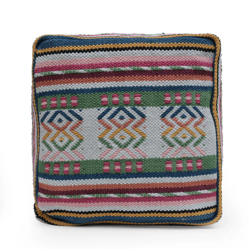 Inca - Handcrafted Peruvian Print Square Pouf Ottoman - Multicolor by Unique Piece Furniture