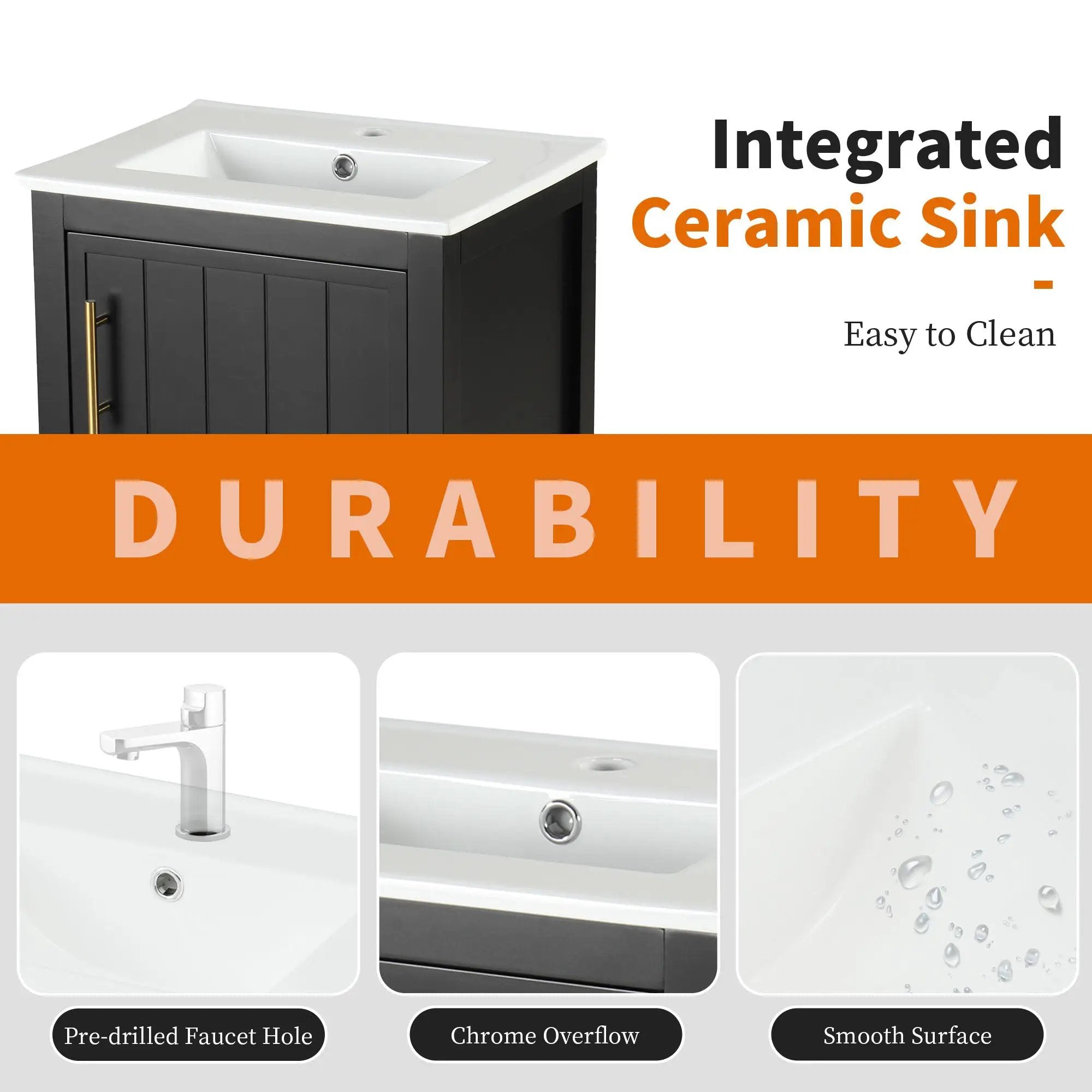 20" Bathroom Vanity with Sink and Storage Rack by HouseOfZazla