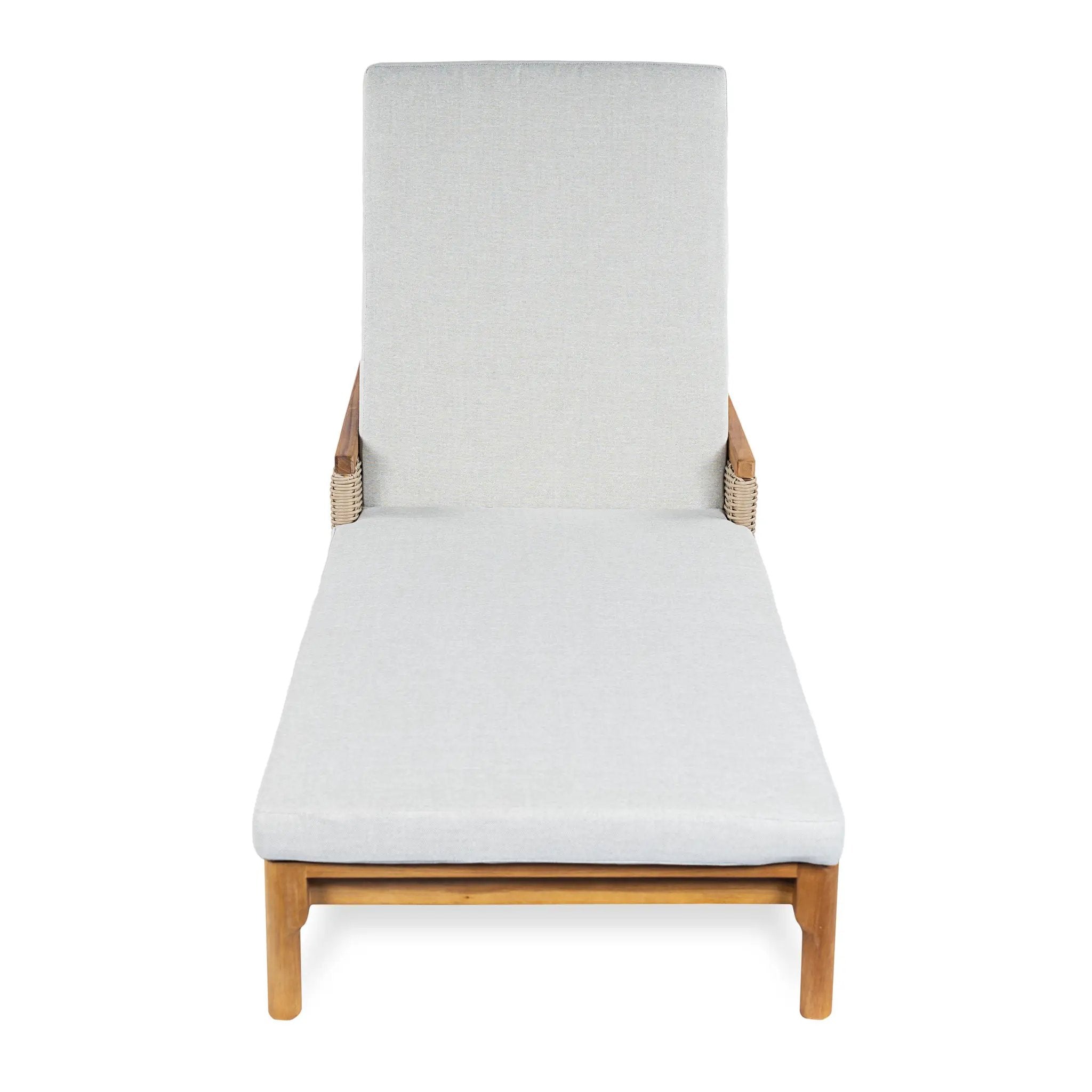 76.8" Solid Acacia Wood Sun Lounger Set of 2 with Grey Cushions by HouseOfZazla
