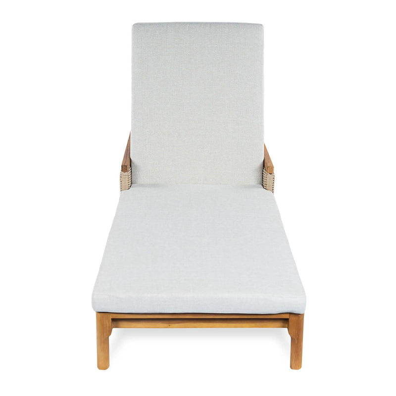 76.8" Solid Acacia Wood Sun Lounger Set of 2 with Grey Cushions by HouseOfZazla