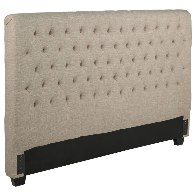 Chloe Upholstered Eastern King Panel Headboard Oatmeal by Unique Piece Furniture