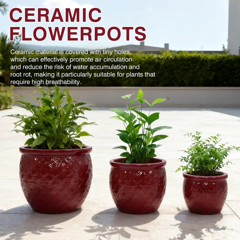Handmade Ceramic Flower Pot Set of 3 by HouseOfZazla