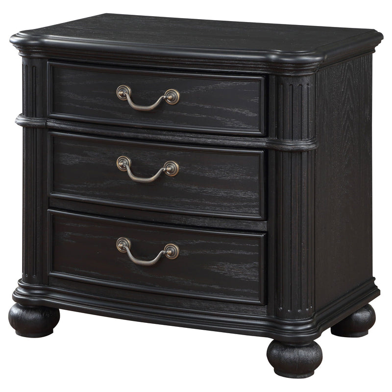 Taylor - 3 Drawer Nightstand With Felt Lined Top Drawer - Black by HouseOfZazla