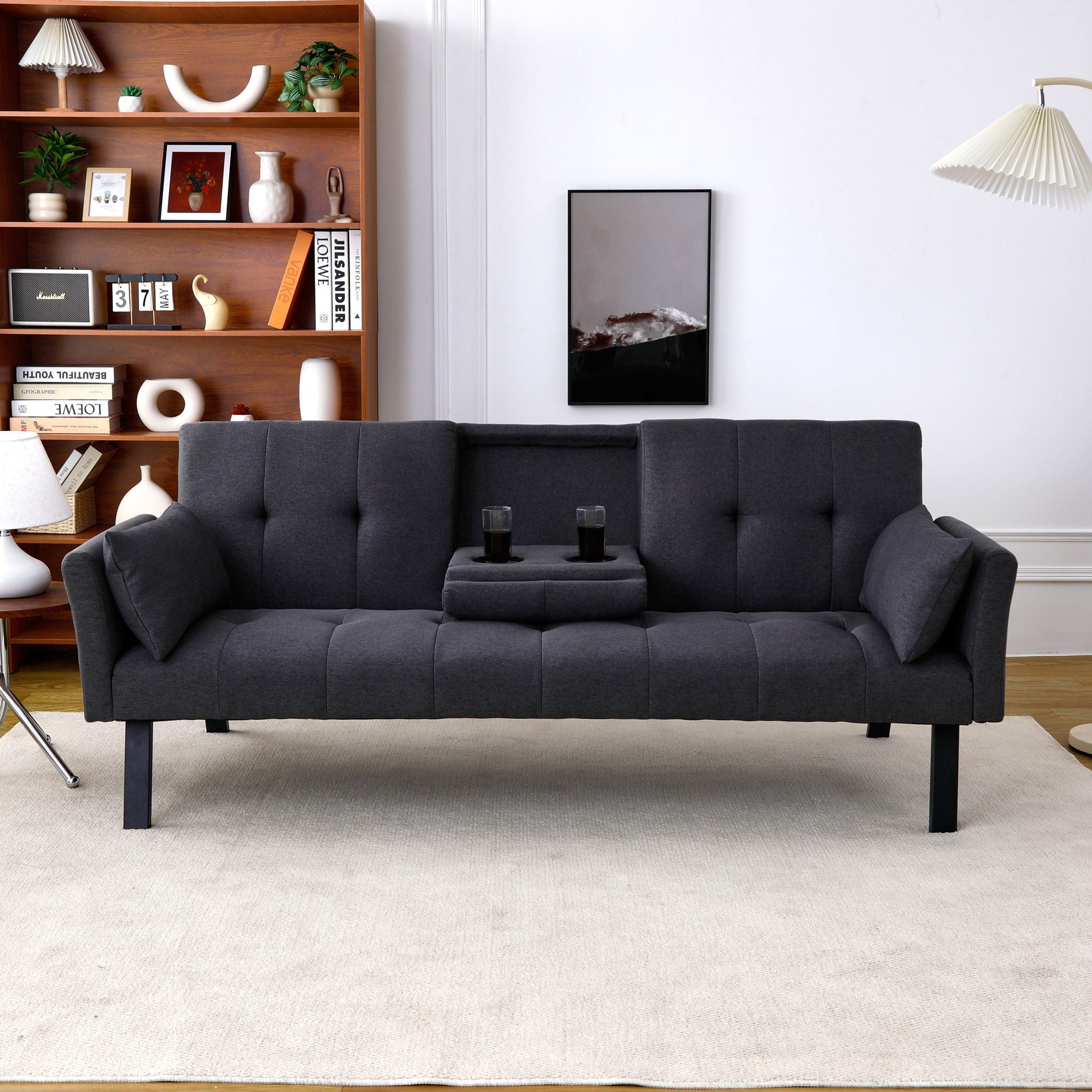 Sofa Bed With Foldable Design And Cup Holder by HouseOfZazla