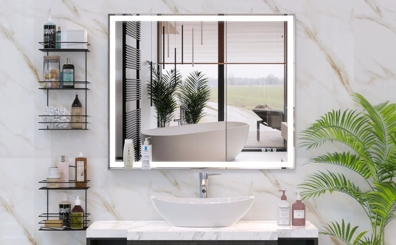 LED Bathroom Vanity Mirror Wall Mounted Adjustable / Warm / Natural Lights Anti-Fog Touch Switch With Memory Modern Smart Large Bathroom Mirrors by HouseOfZazla
