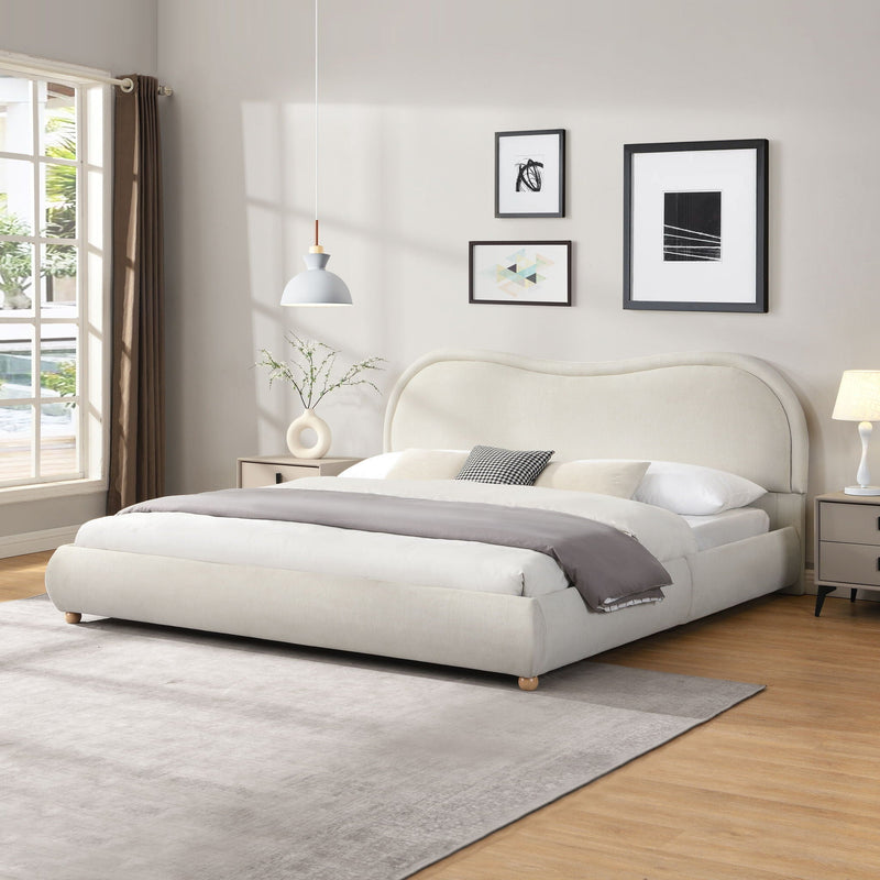 Upholstered Platform Bed Frame With Curved Headboard by HouseOfZazla