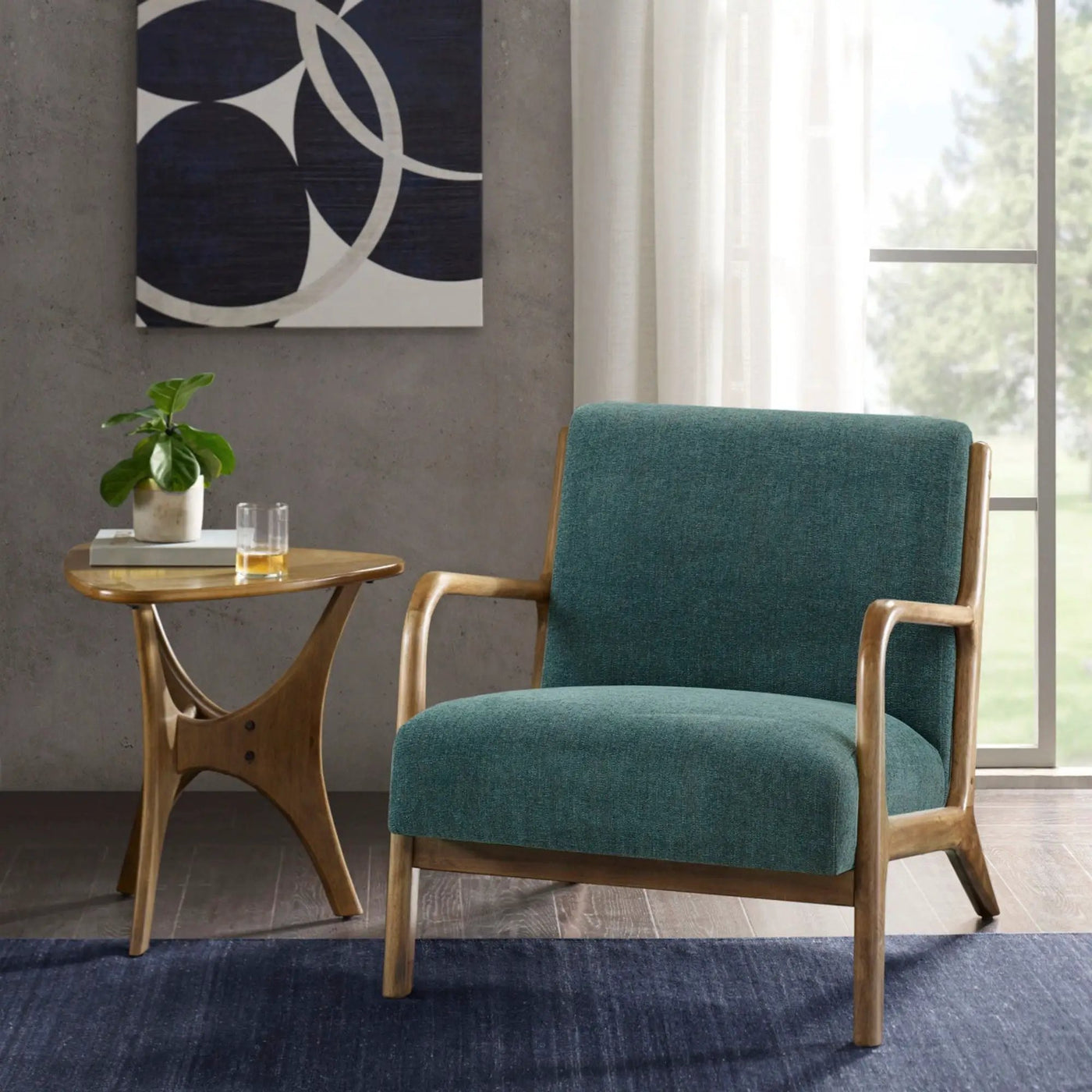 Mid-Century Style Lounge Chair With Upholstered Seat by HouseOfZazla