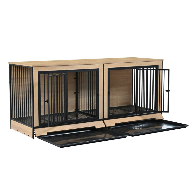 Dog Crate Furniture with Two Combined Rooms by HouseOfZazla