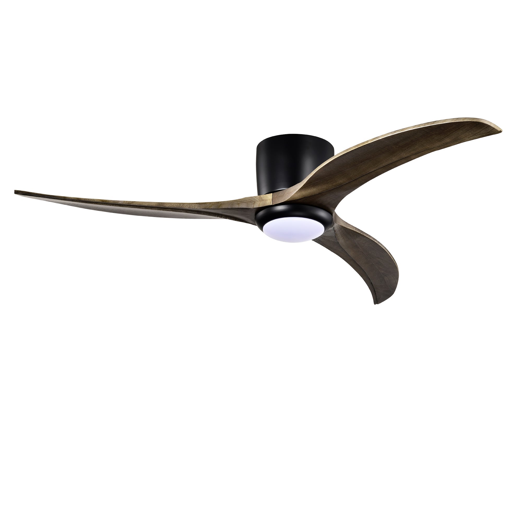 52" Flush Mount Solid Wood Blades Ceiling Fan with Lights and Remote Control by HouseOfZazla
