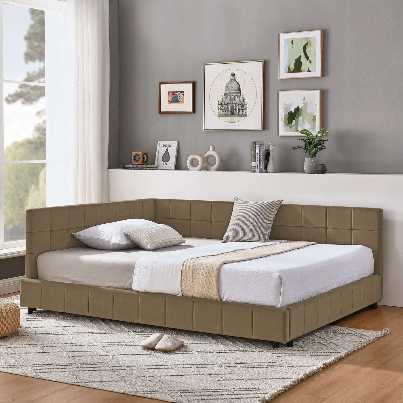 Upholstered Bed Frame With Tufted Backrest And Armrests by Unique Piece Furniture
