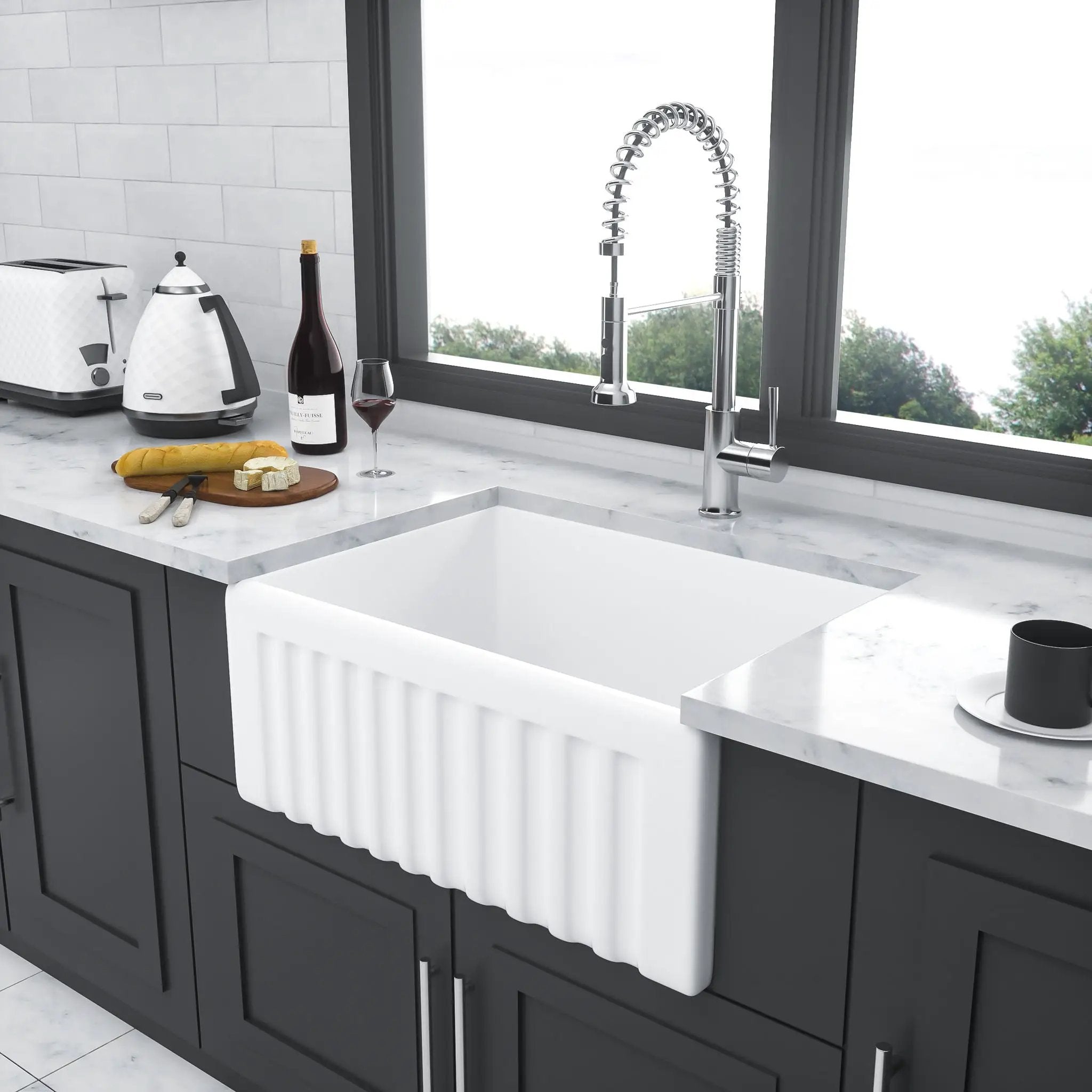 Apron Front Reversible Single Bowl Kitchen Sink & Grid And Strainer by HouseOfZazla