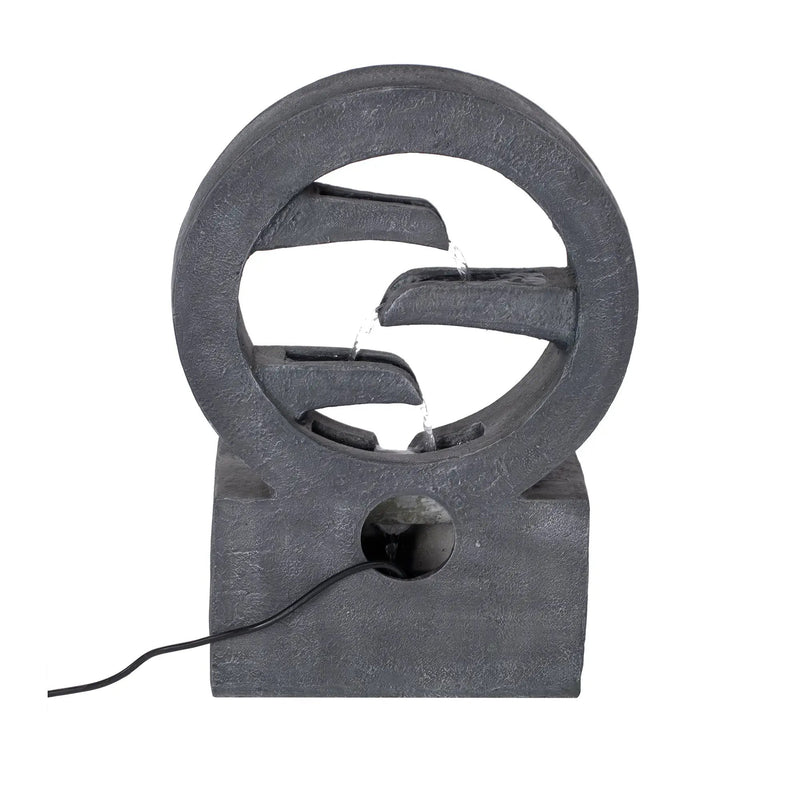 26.77'H Gray Circular Polyresin Outdoor Water Fountain with LED Light by HouseOfZazla