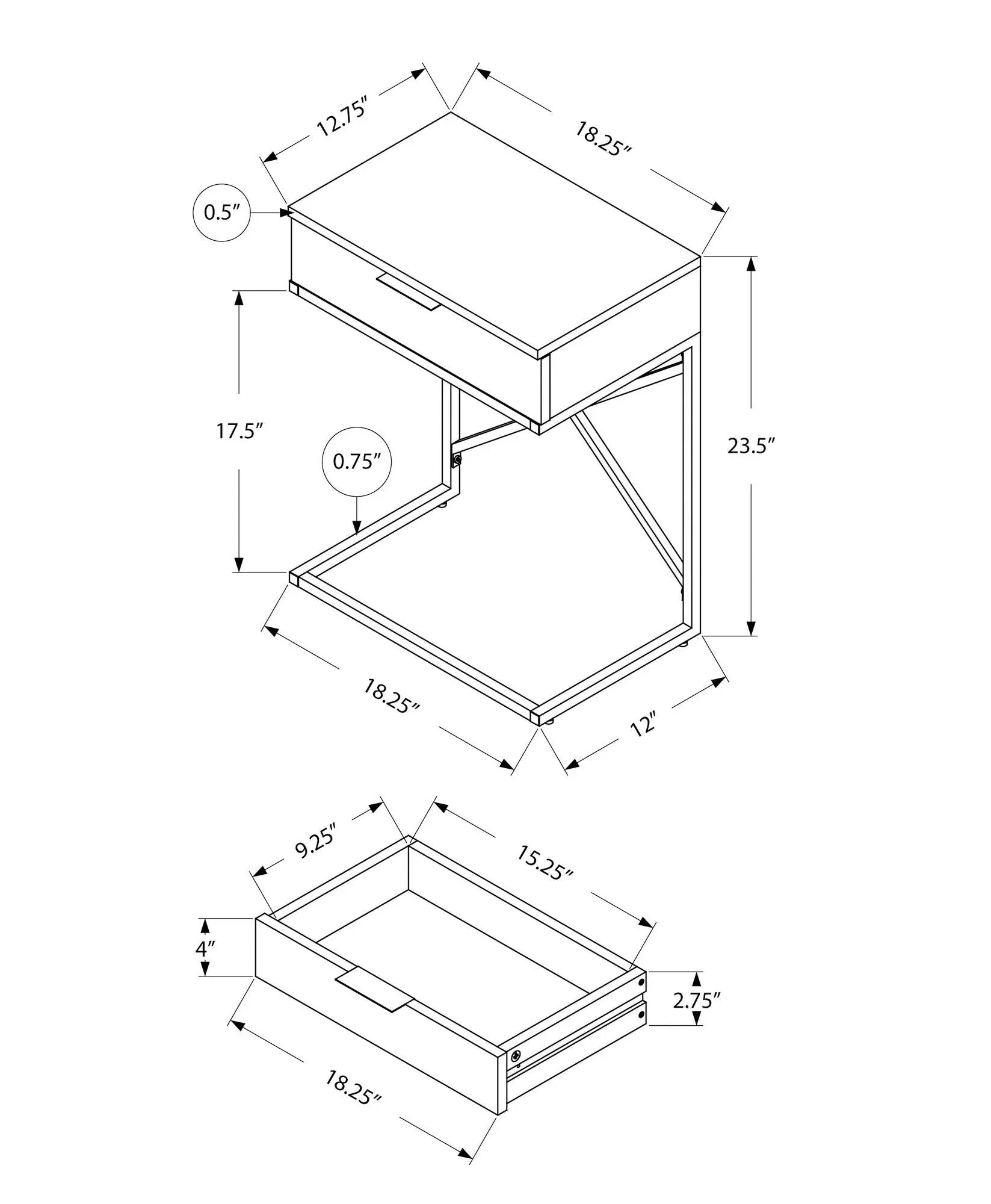 Accent Side Table, Storage Drawer, Spacious Tabletop, Contemporary & Modern by Unique Piece Furniture