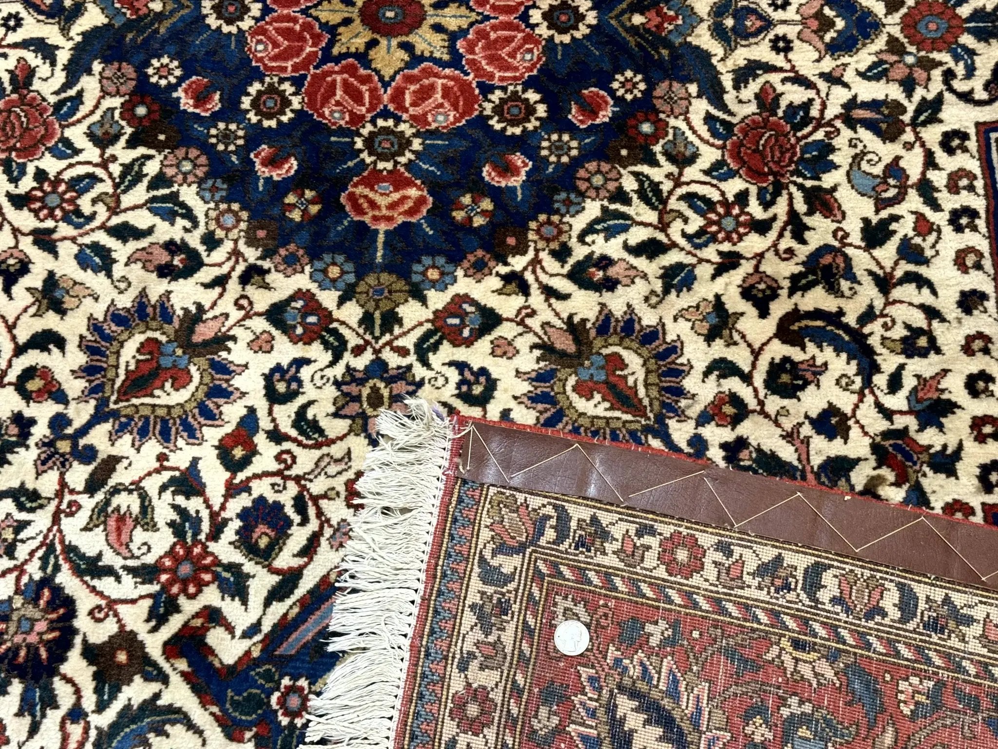 Persian Rug 7x10, Bakhtiari Saman Rug, Unique Design and Colors, Ivory Red Blue, Large Tribal Rug by Jewel Rugs