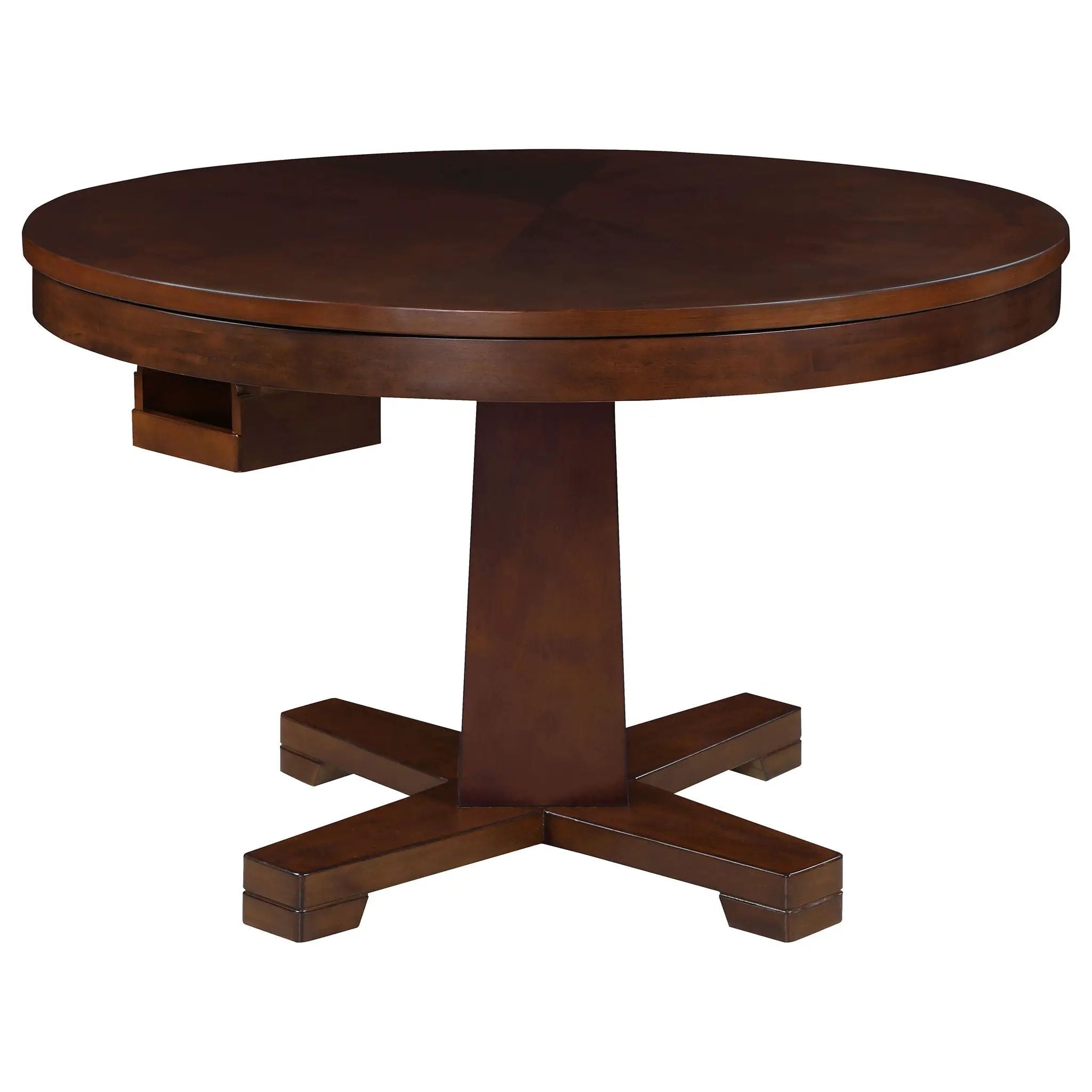 Calloway - Round Game Table With Pedestal Base - Dark Brown by HouseOfZazla