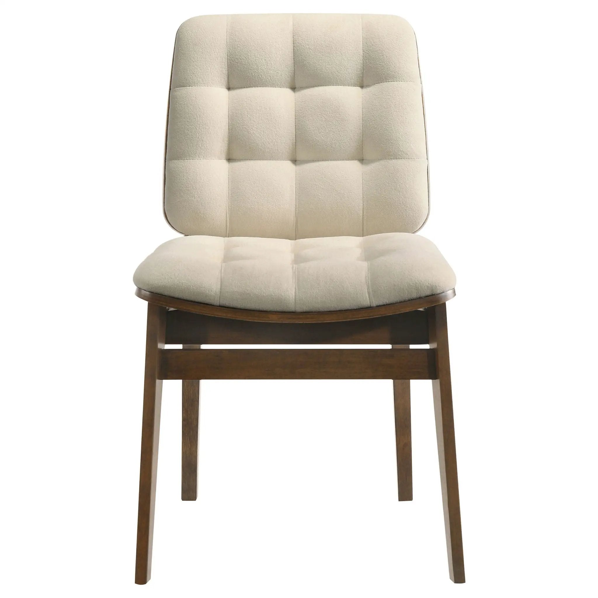 Redbridge Velvet Upholstered Side Chair Cream and Walnut (Set of 2) by Unique Piece Furniture