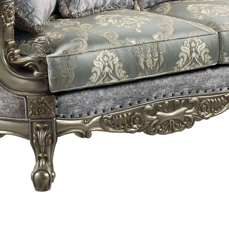 Miliani - Loveseat With 3 Pillows - Fabric & Antique Bronze by Unique Piece Furniture