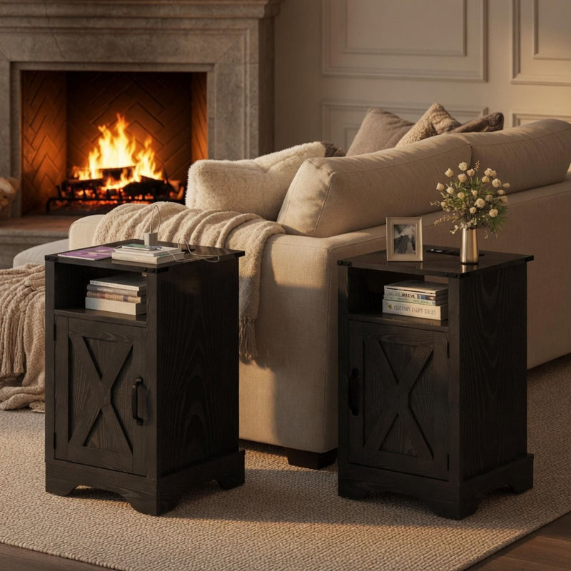 Farmhouse Nightstand, Charging Station & Storage by HouseOfZazla