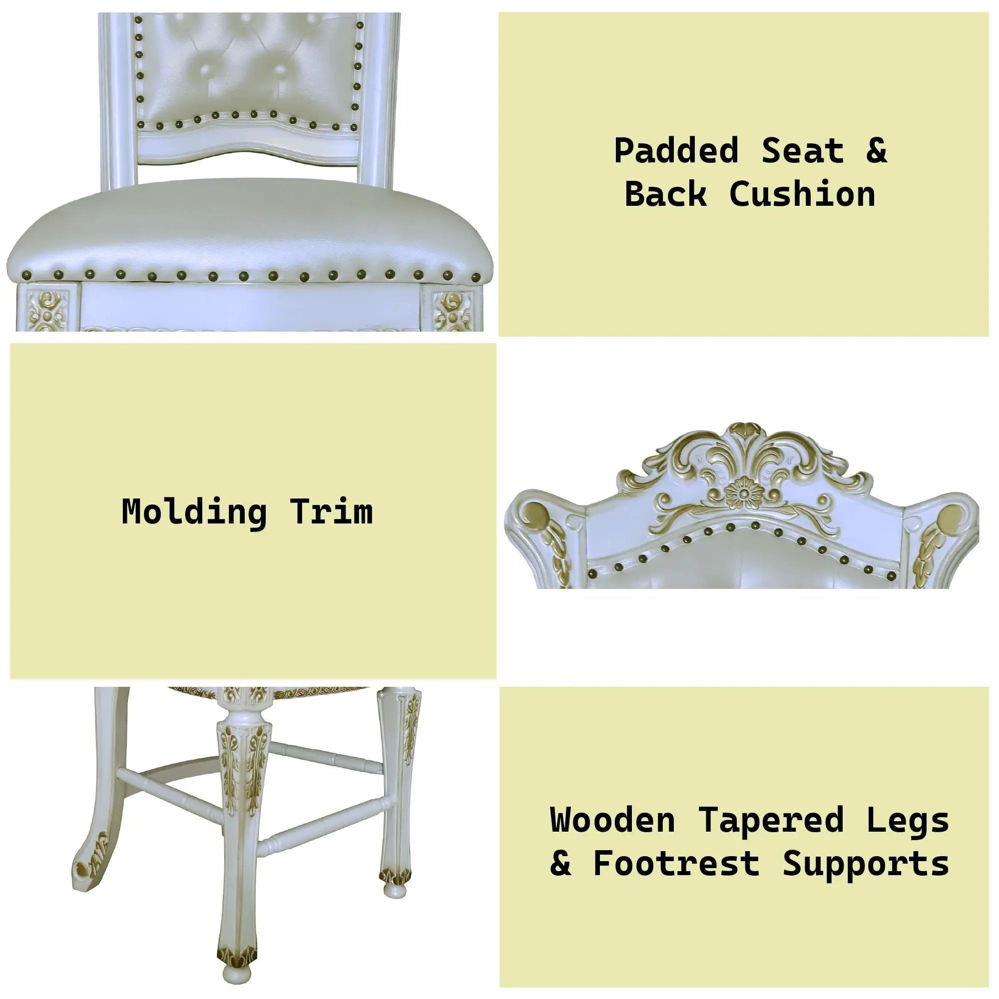 Vendome - Antique Counter Height Chair (Set of 2) - White by Unique Piece Furniture