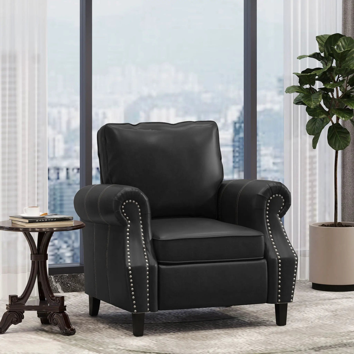 Contemporary Club Chair With Nailhead Trim And Rolled Armrests by HouseOfZazla