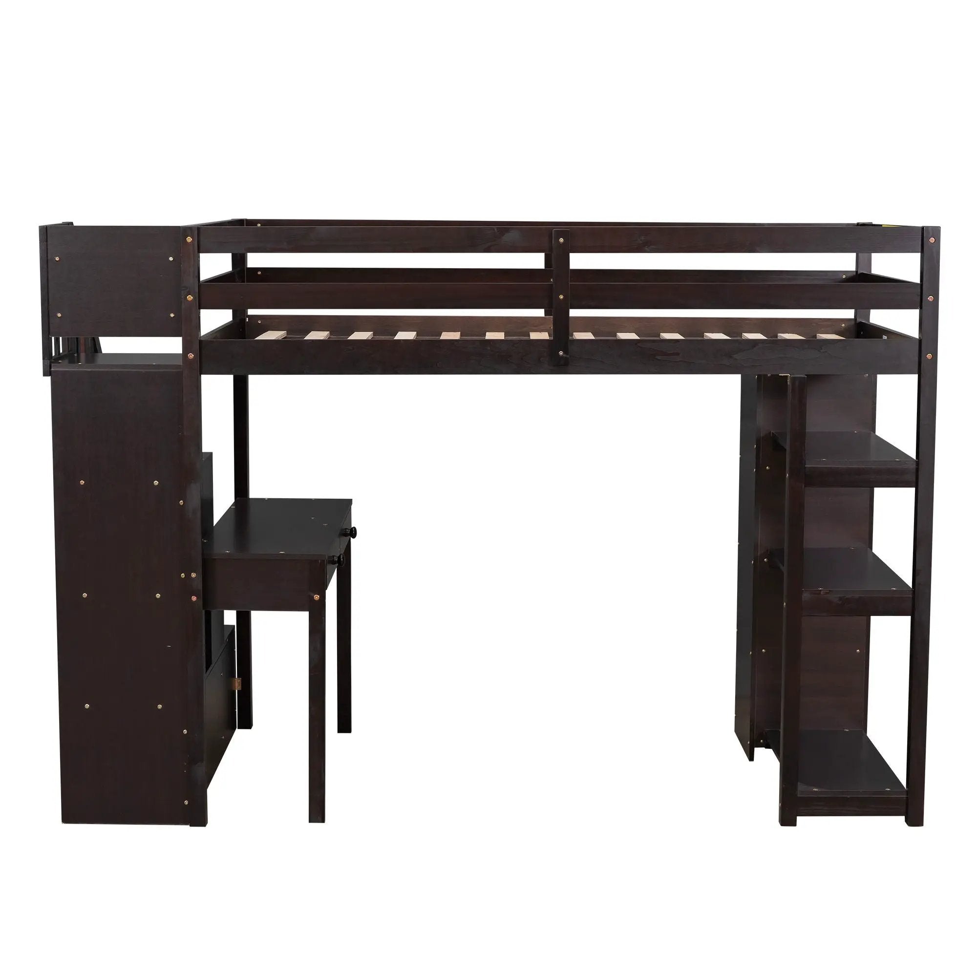Loft Bed With Storage Drawers, Desk And Stairs With Shelves by HouseOfZazla