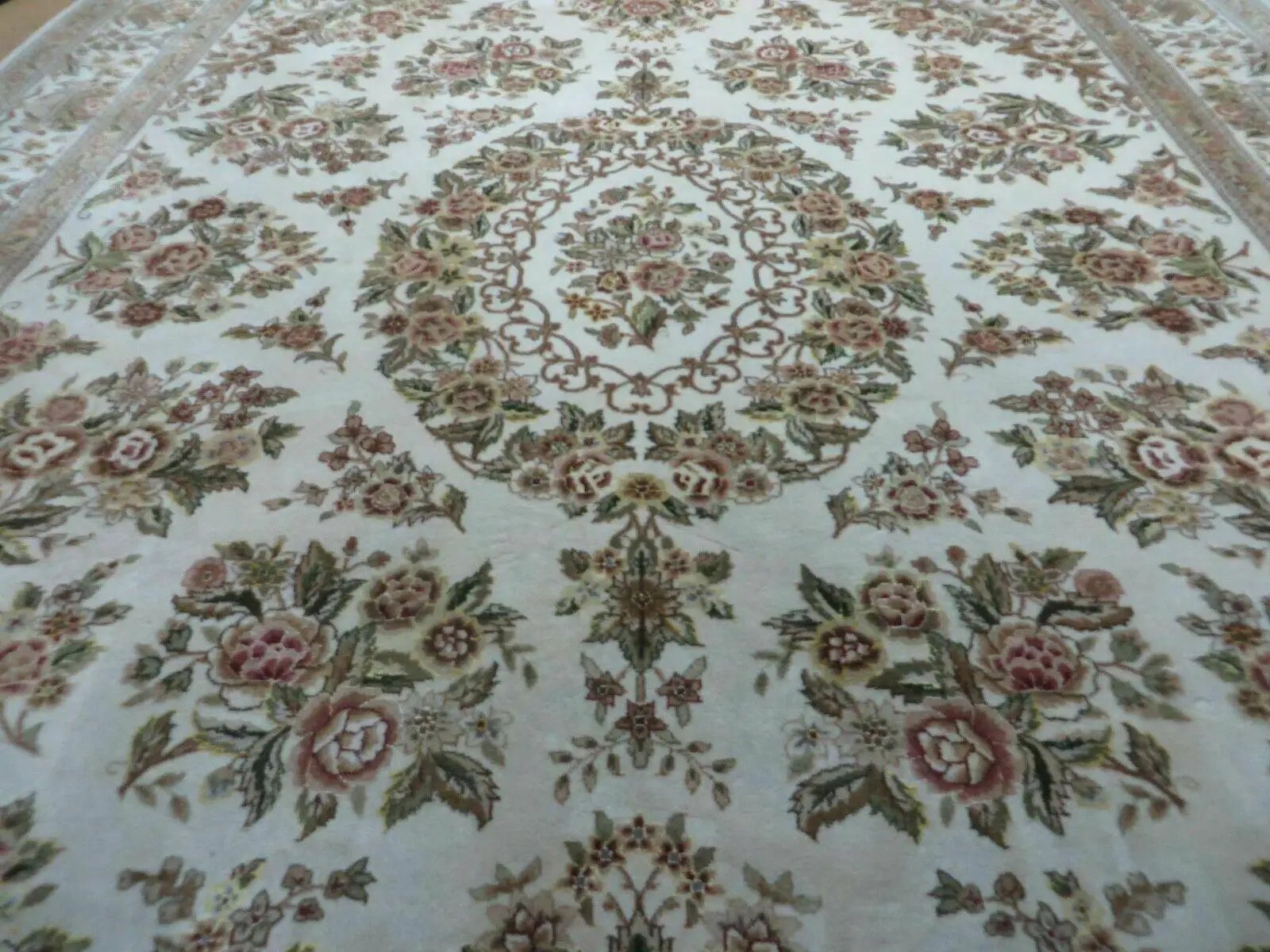 8' X 10' Handmade Chinese Floral Oriental Wool Silk Accent Rug Ivory Organic by Jewel Rugs