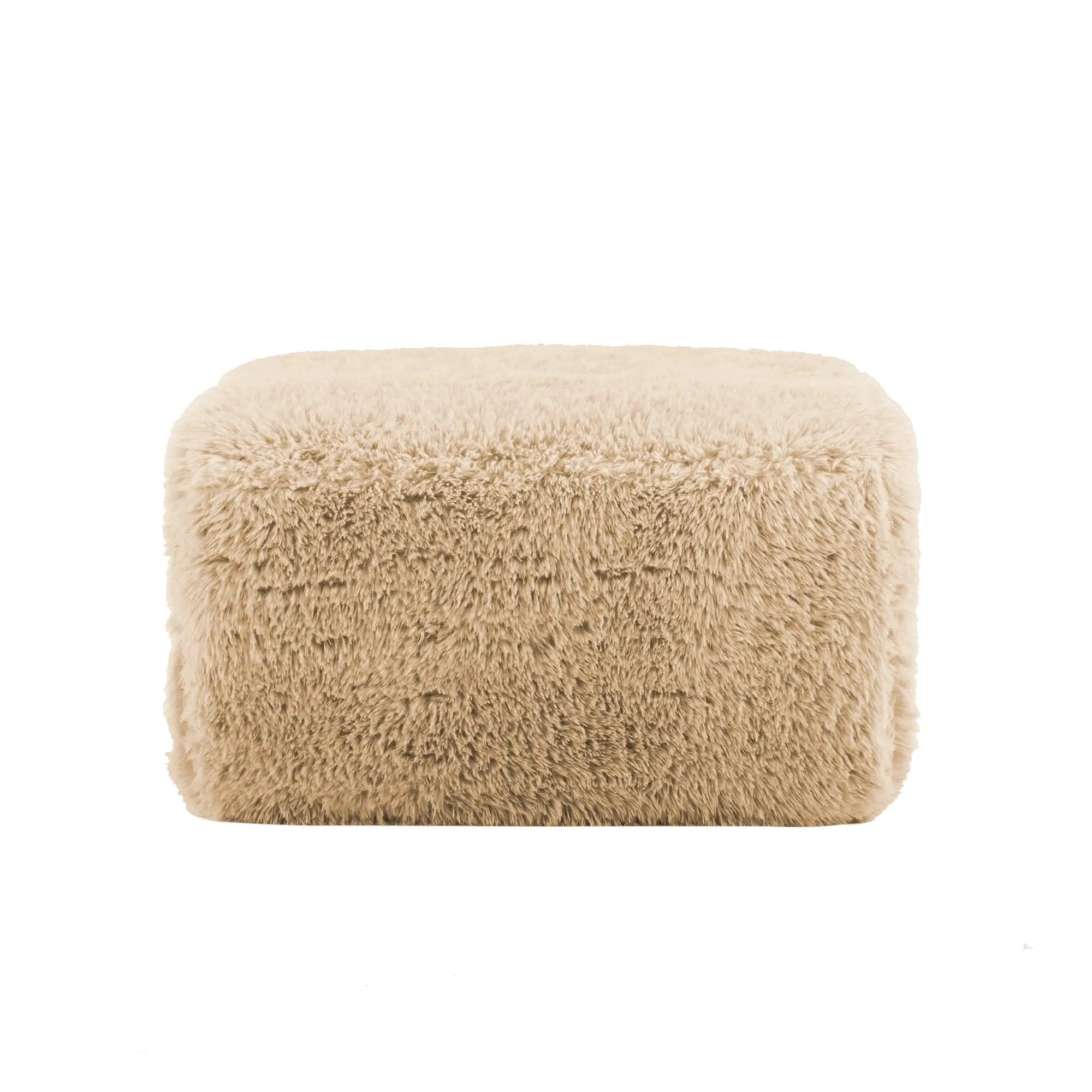 Aviana Ottoman Plush Fabric - Light Khaki by HouseOfZazla