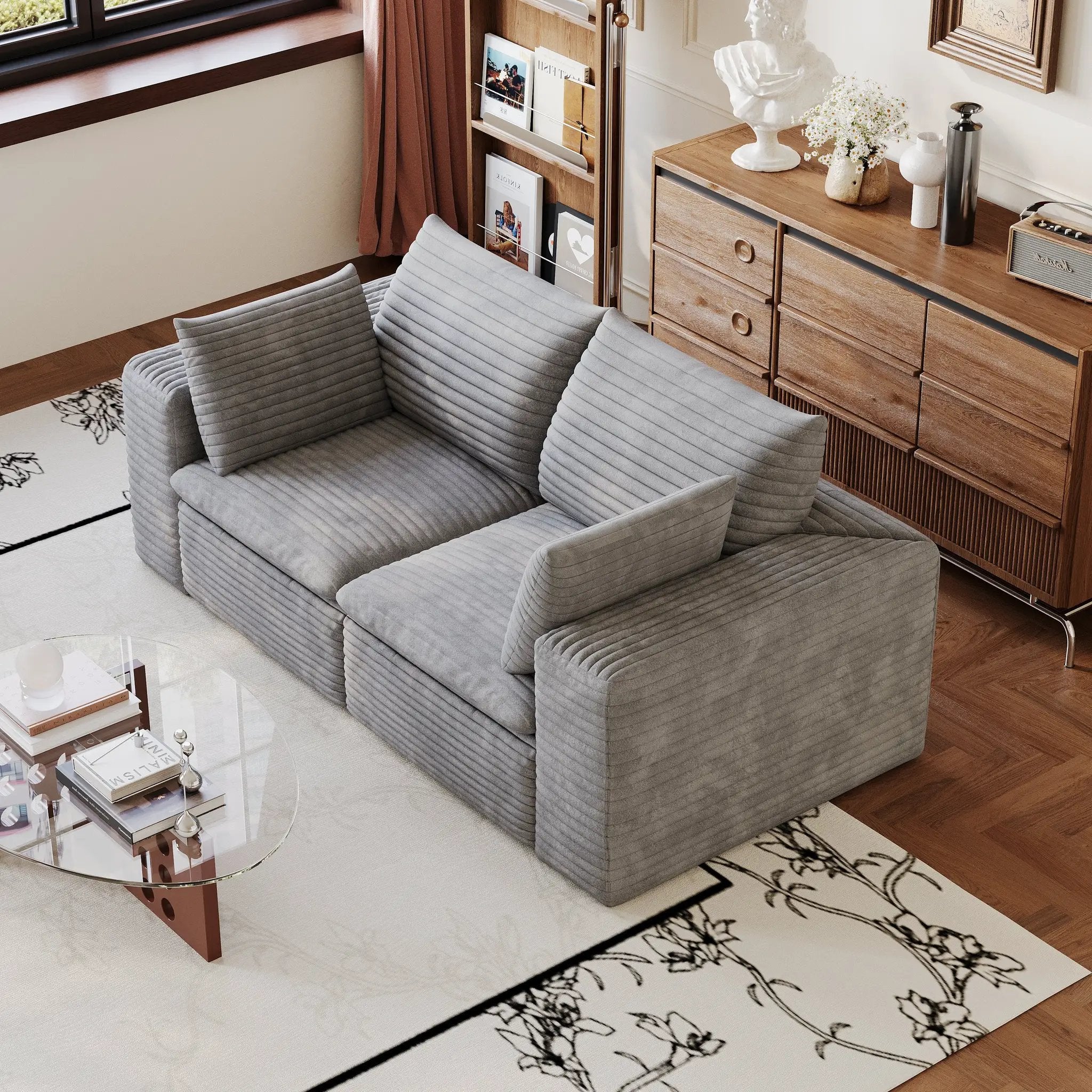 71" Cloud Sofa in Corduroy Fabric by HouseOfZazla
